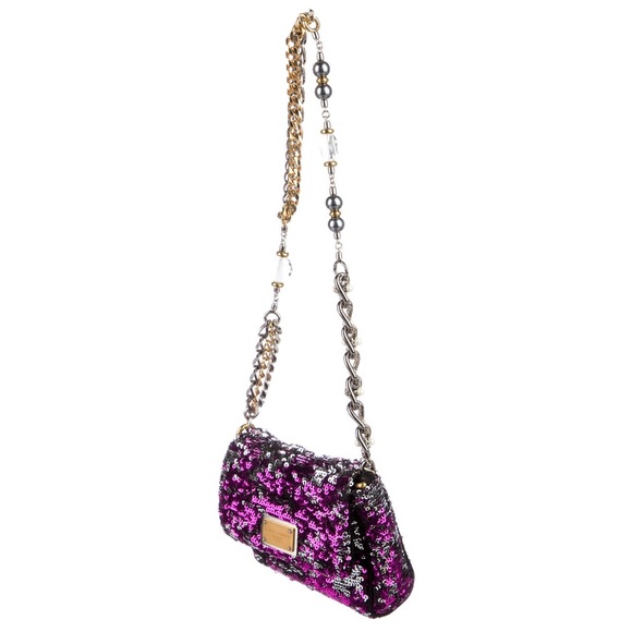 Dolce & Gabbana: Reversible Sequin Beaded Strap Miss Charles Mini Shoulder Bag - Picture 7 of 16